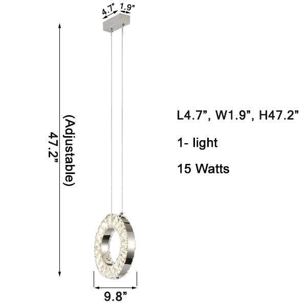 Hanging LED crystal lamp for staircase, lobby, living space, stairwell