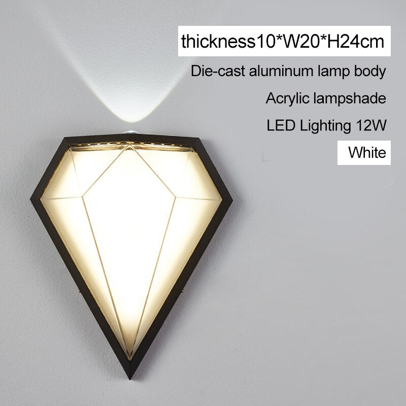 Outdoor Waterproof Diamond Shape Colorful Light LED Wall Lamp For Garden