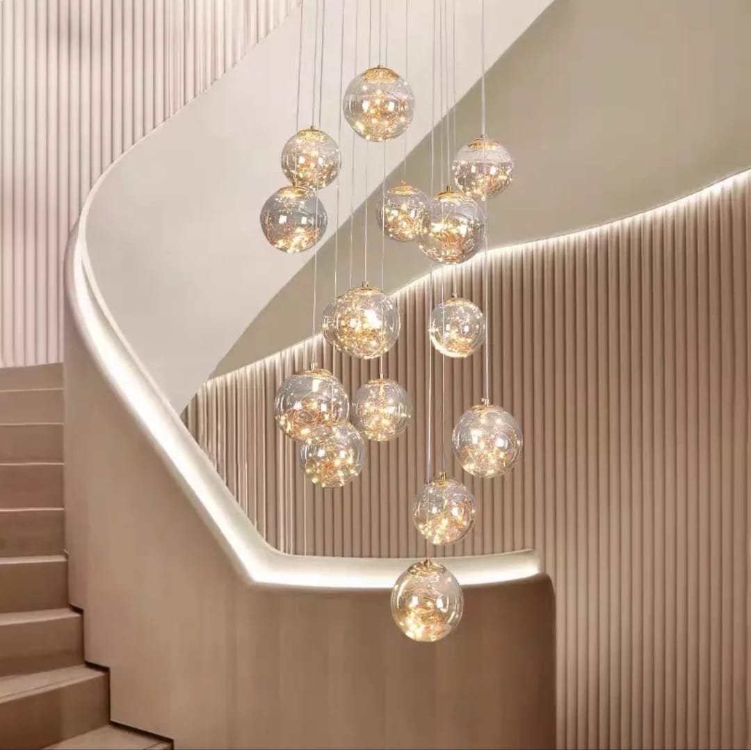 Hanging crystal light fixture for staircase, living room, lobby , stairwell