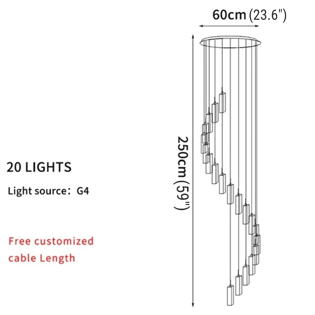 Staircase Pendant Crystal Long Light Fixture for Home Decor , stairwell