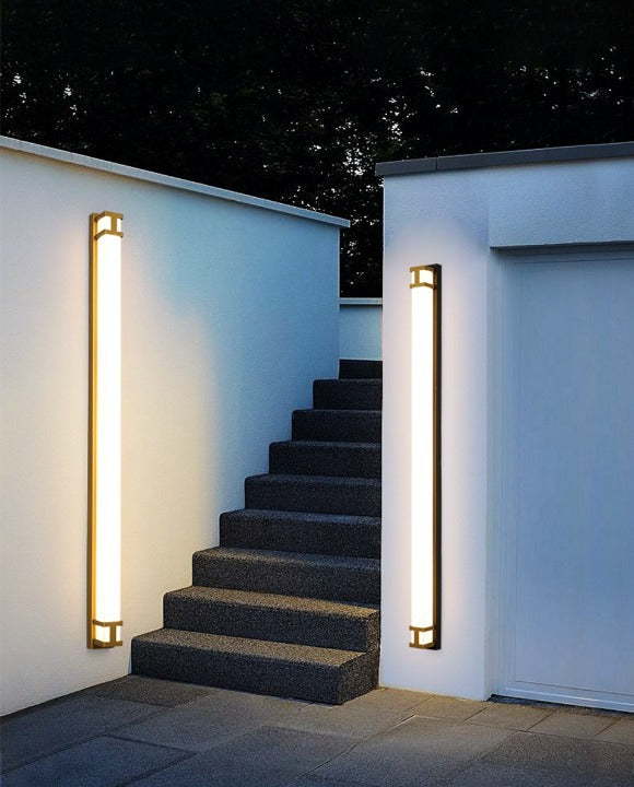 Black/Gold Outdoor Waterproof LED Long wall lamp For Garden, Villa, porch