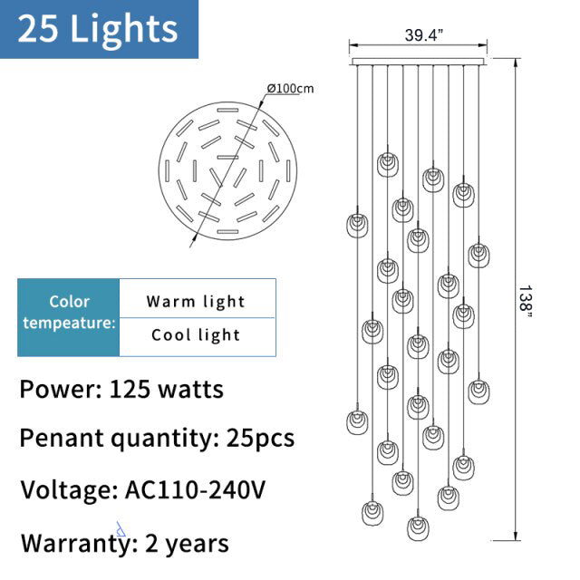 Creative LED chandelier for staircase, lobby, bedroom, stairwell