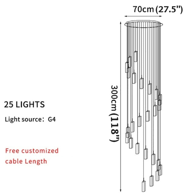 Staircase Pendant Crystal Long Light Fixture for Home Decor , stairwell