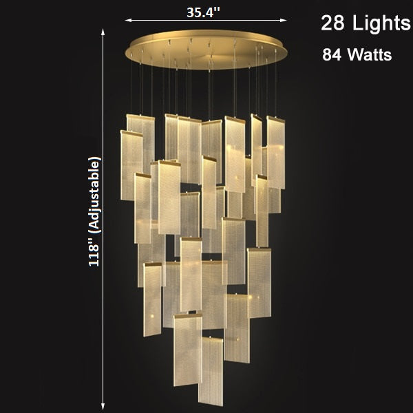 Luxury modern LED chandelier for staircase, lobby, living room, stairwell