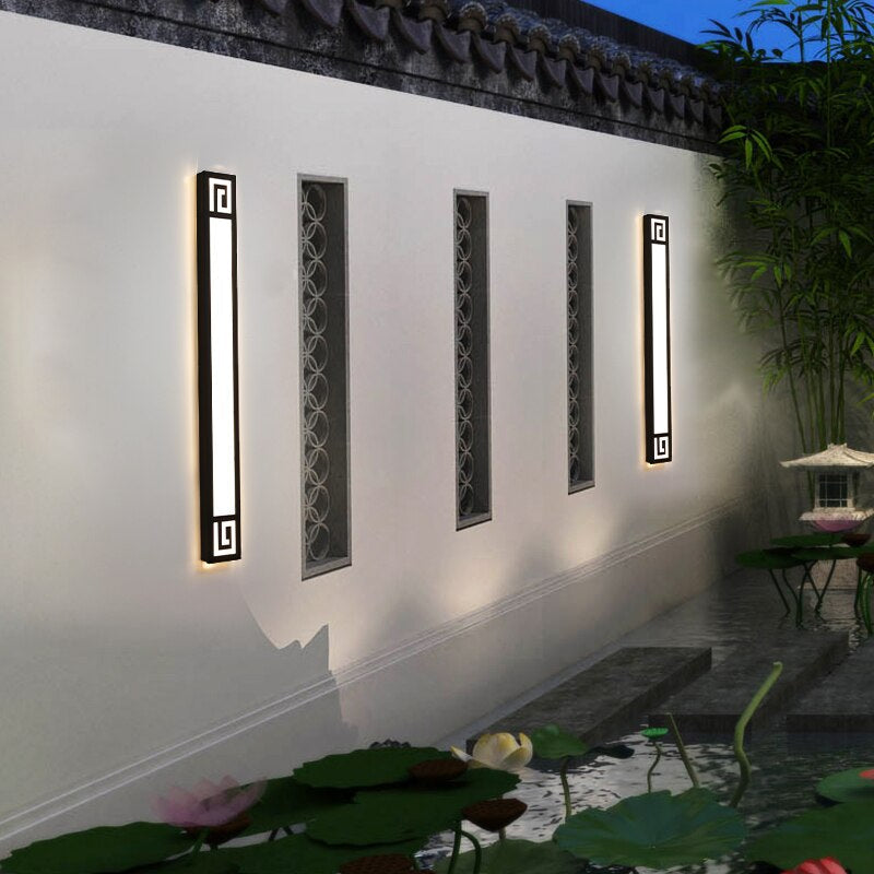 Outdoor Black Waterproof Long LED Wall light For Garden, Villa, Balcony