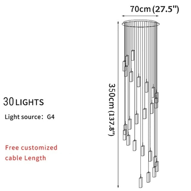 Staircase Pendant Crystal Long Light Fixture for Home Decor , stairwell