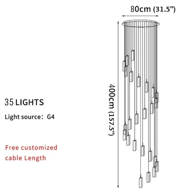 Staircase Pendant Crystal Long Light Fixture for Home Decor , stairwell