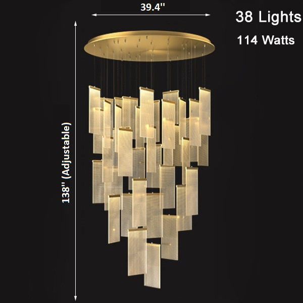 Luxury modern LED chandelier for staircase, lobby, living room, stairwell