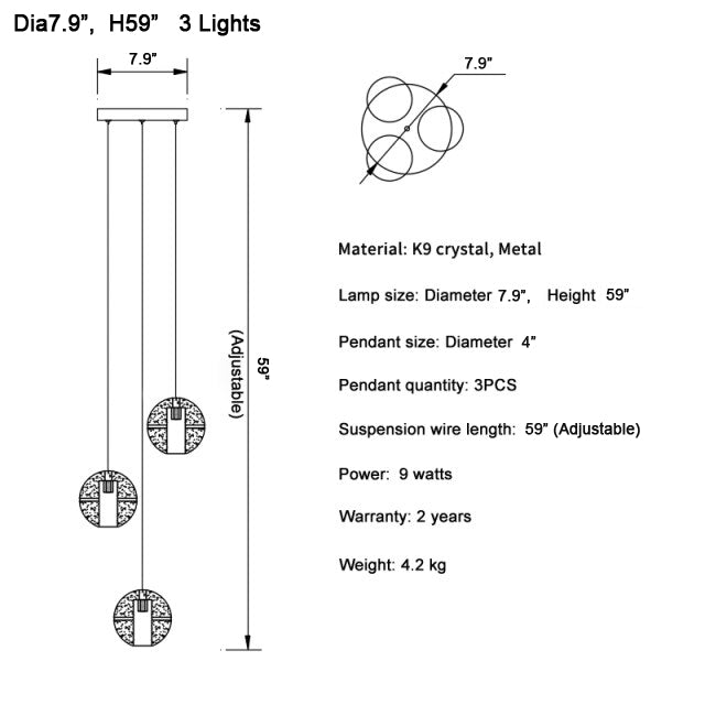 Crystal hanging light fixture for living room, staircase, dining room , stairwell