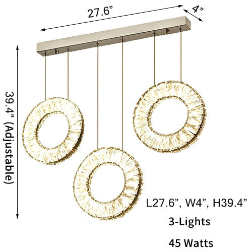 Hanging LED crystal lamp for staircase, lobby, living space, stairwell