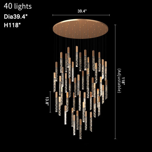 Luxury long LED chandelier for staircase, living room, dining room , stairwell