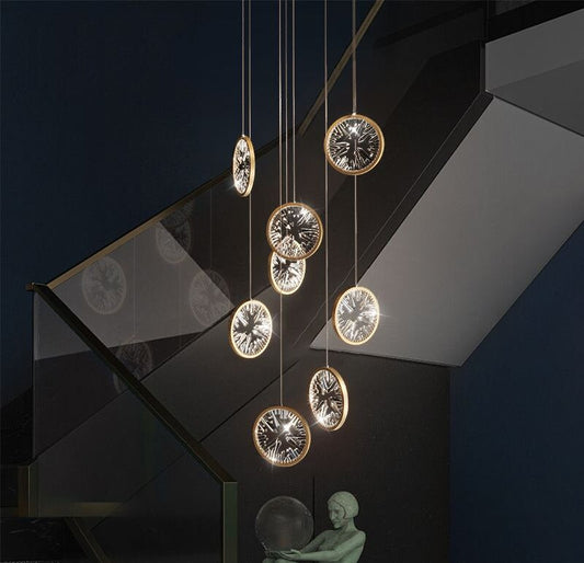 Luxury Gold Rings Crystal Chandelier For Staircase , stairwell