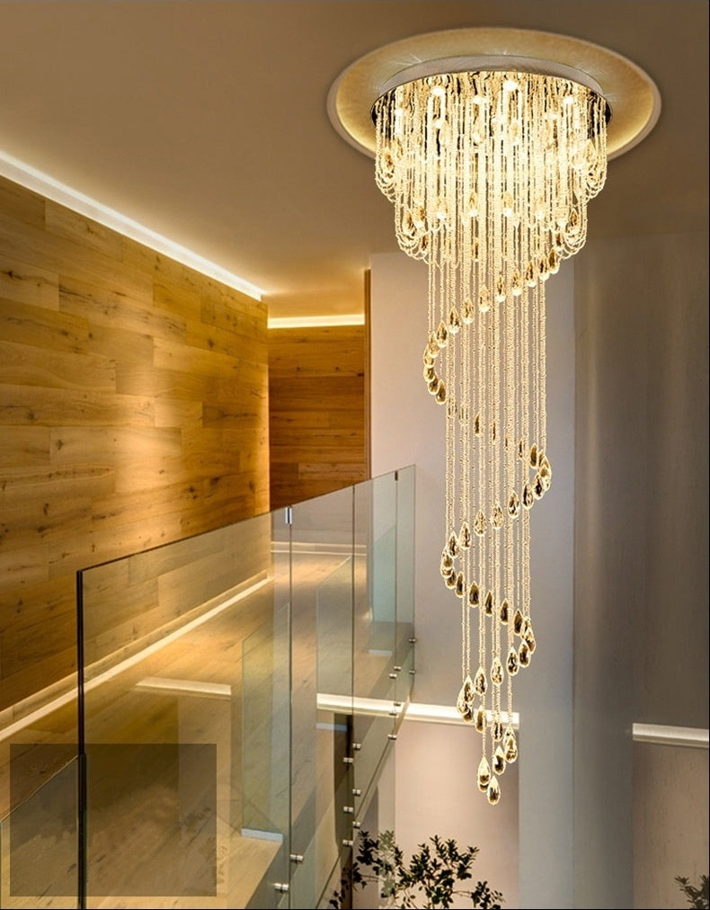 Double Spiral Staircase Crystal Chandelier for Loft, Restaurant, Hotel, Hall , stairwell