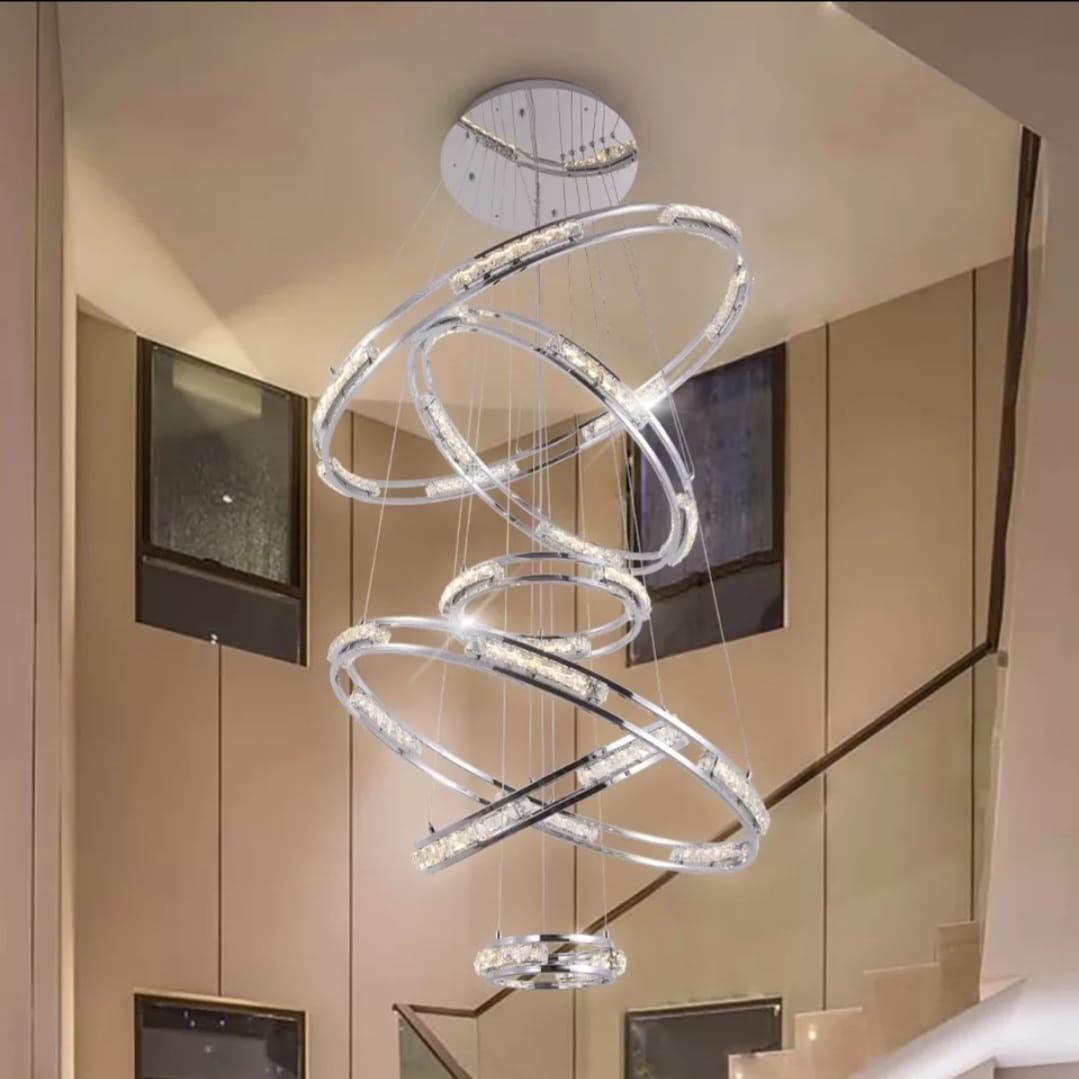 Luxury ring LED chandelier for staircase, foyer, living space , stairwell