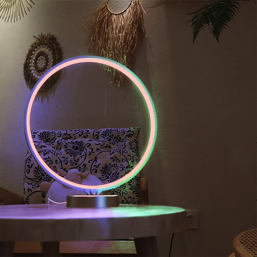 Circular LED Lamp, Minimalist RGB Desk Lamp - Novus Decor Lighting