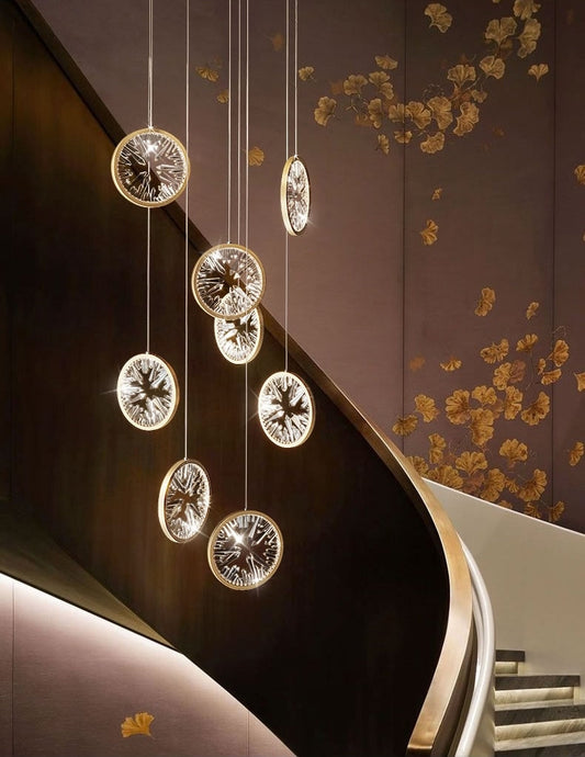 Luxury Gold Rings Crystal Chandelier For Staircase , stairwell