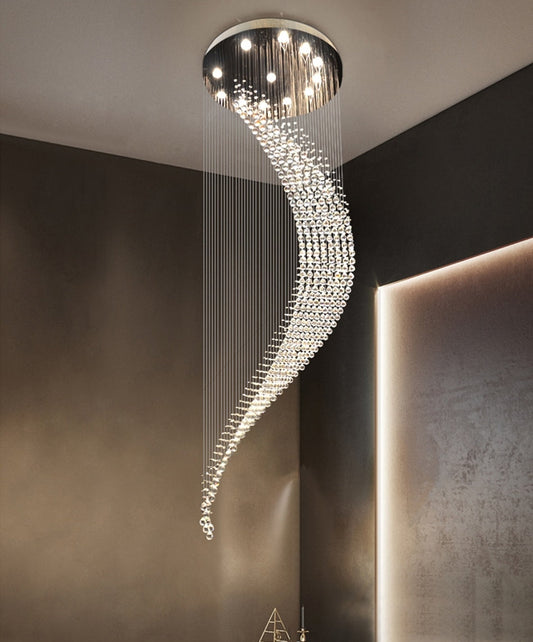 Duplex spiral staircase moon long ceiling chandelier for Lobby, Hall , stairwell