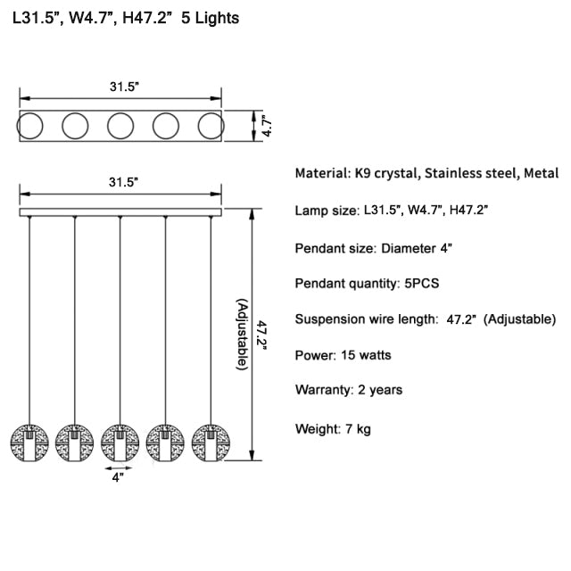 Crystal hanging light fixture for living room, staircase, dining room , stairwell