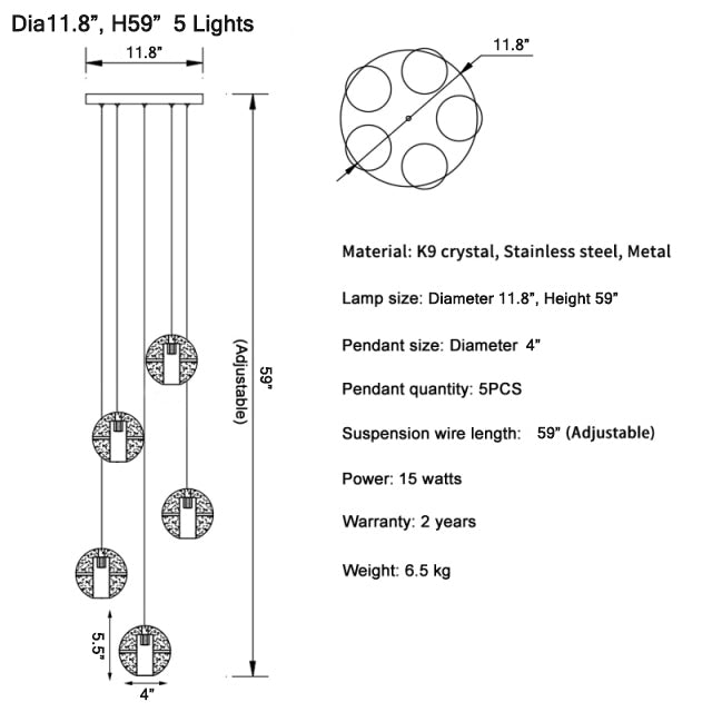 Crystal hanging light fixture for living room, staircase, dining room , stairwell