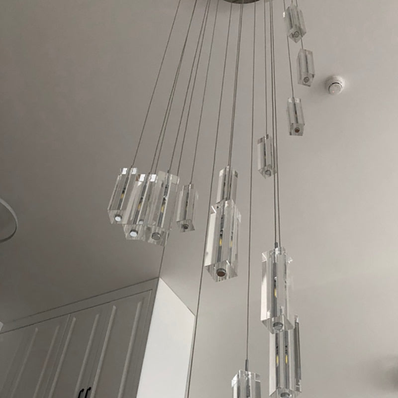 Staircase Pendant Crystal Long Light Fixture for Home Decor , stairwell