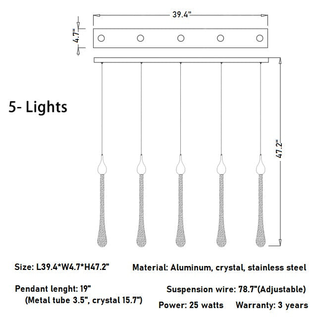 Luxury modern crystal chandelier for staircase, living space, bathroom, stairwell