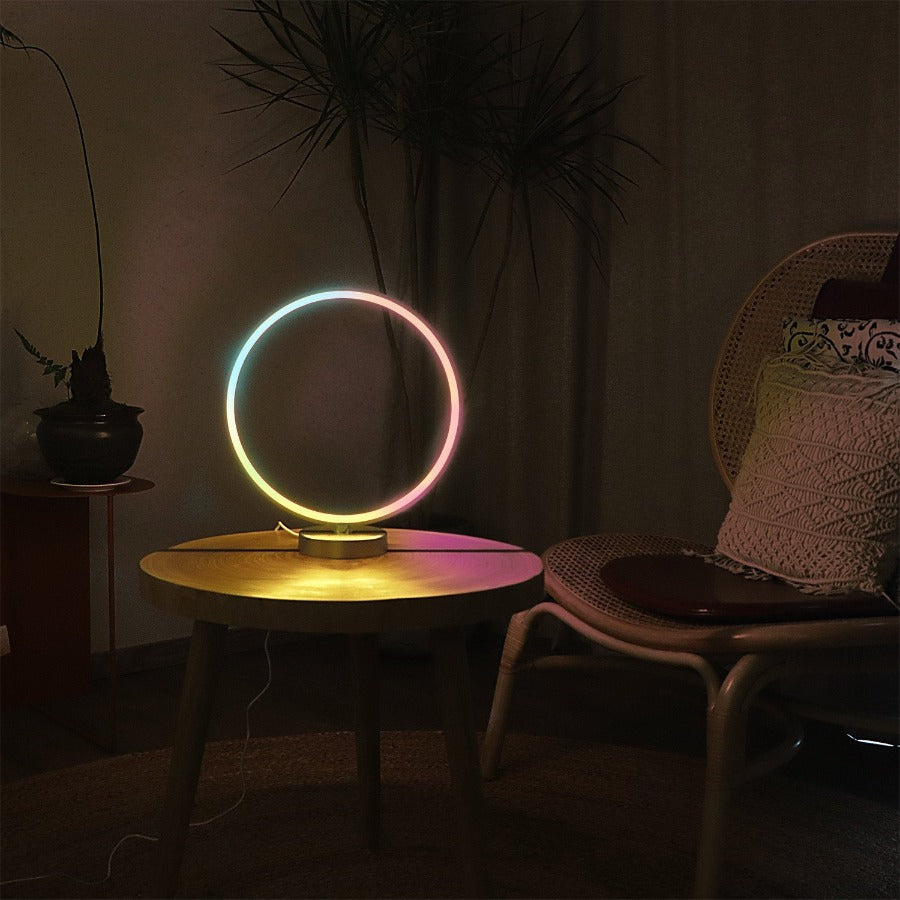 Circular LED Lamp, Minimalist RGB Desk Lamp - Novus Decor Lighting