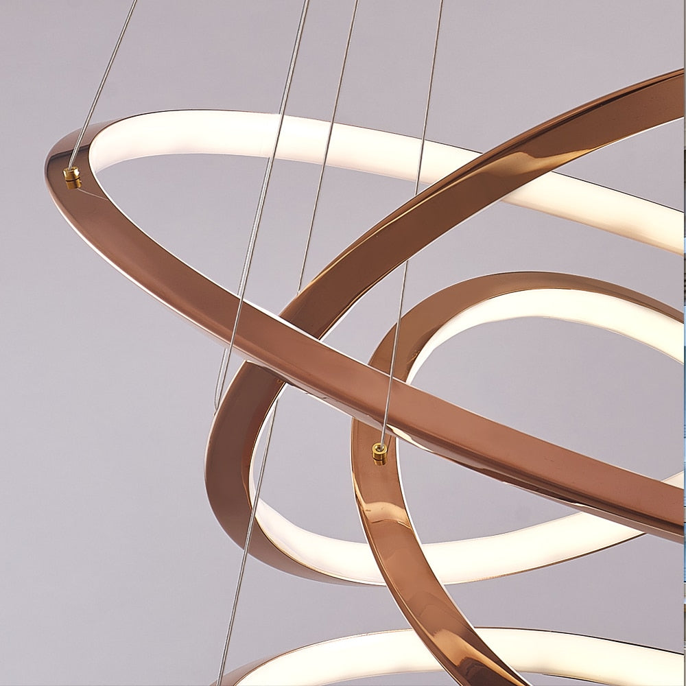 Gold Ring Staircase Lighting Projects Loft Dimming Lights for Home Decor , stairwell