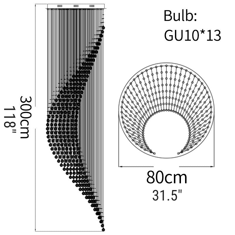 Duplex spiral staircase moon long ceiling chandelier for Lobby, Hall , stairwell