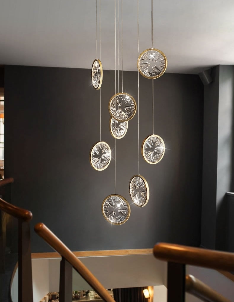 Luxury Gold Rings Crystal Chandelier For Staircase , stairwell