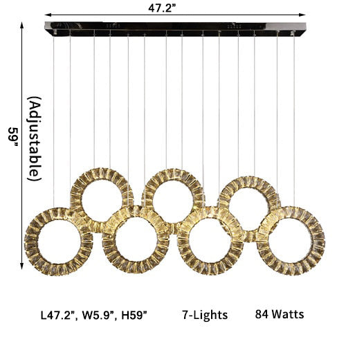 Hanging LED crystal lamp for staircase, lobby, living space, stairwell