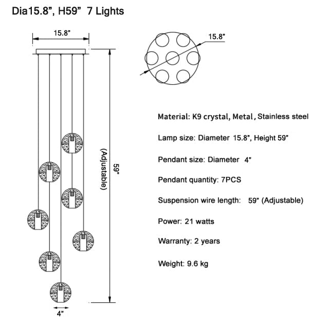 Crystal hanging light fixture for living room, staircase, dining room , stairwell