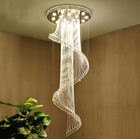 Spiral Crystal Staircase Ceiling Chandelier for Lobby, Theater, Villa, Hall , stairwell