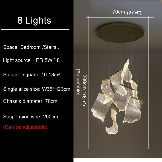 Luxury modern led light chandelier for staircase, living room, foyer , stairwell