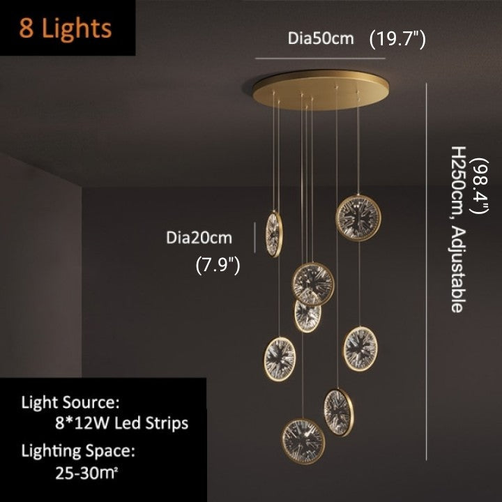 Luxury Gold Rings Crystal Chandelier For Staircase , stairwell