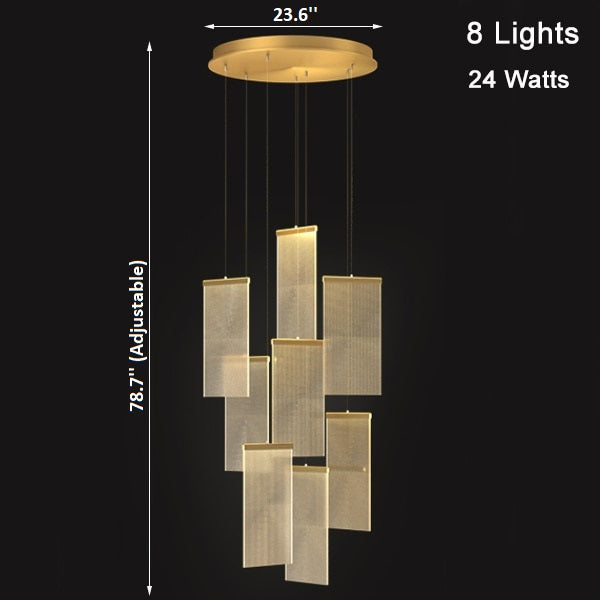 Luxury modern LED chandelier for staircase, lobby, living room, stairwell