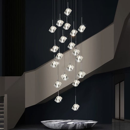 Crystal staircase chrome pendant lights for hall, hotel, villa , stairwell