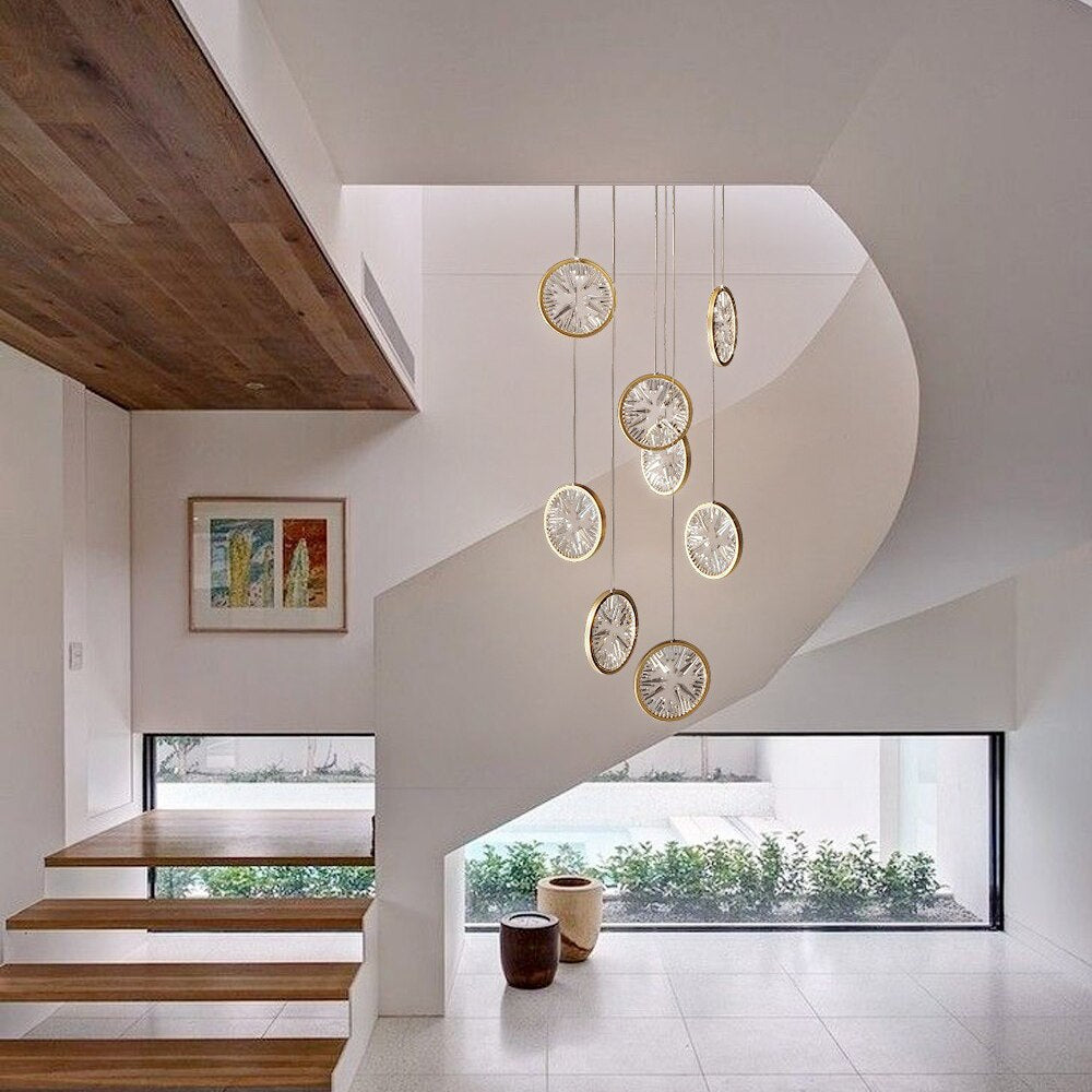 Luxury Gold Rings Crystal Chandelier For Staircase , stairwell