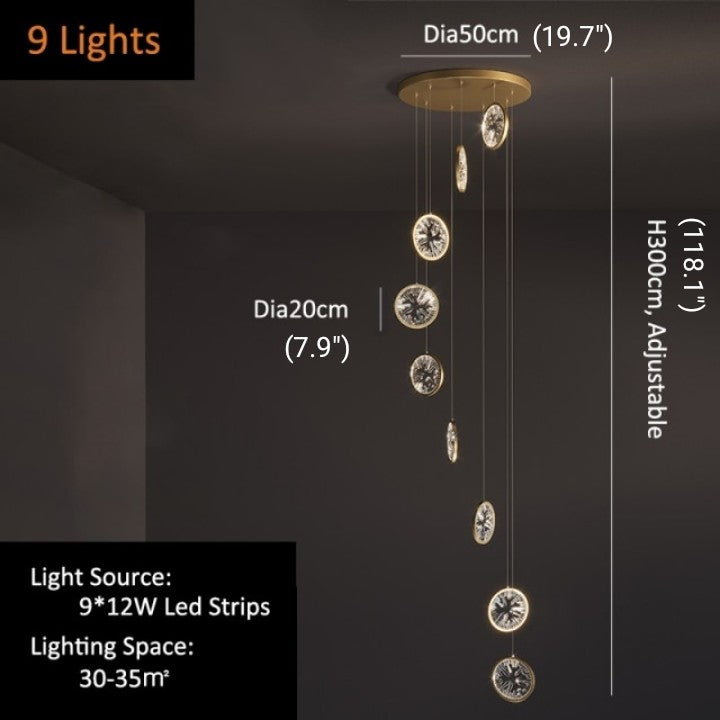 Luxury Gold Rings Crystal Chandelier For Staircase , stairwell