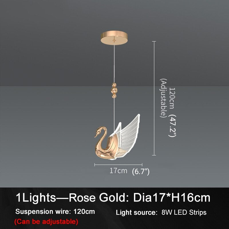 Swan Design Home Decor Lighting Gold Acrylic Staircase Chandelier For Stairwell