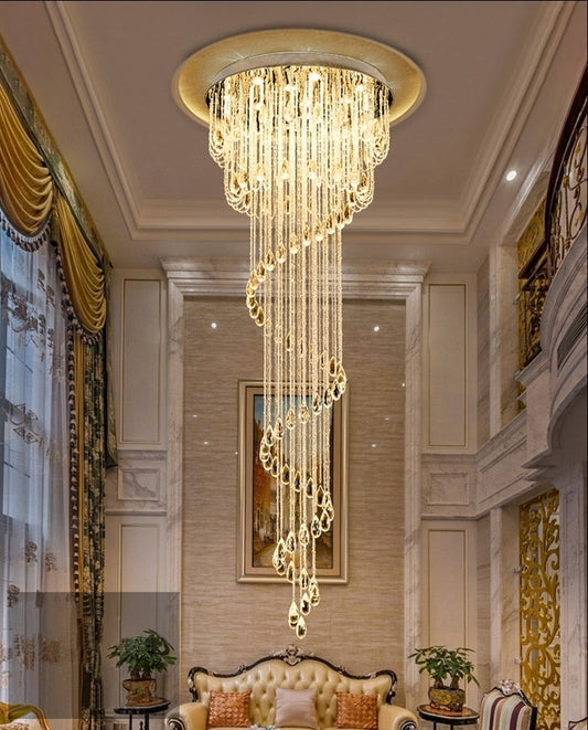 Double Spiral Staircase Crystal Chandelier for Loft, Restaurant, Hotel, Hall , stairwell