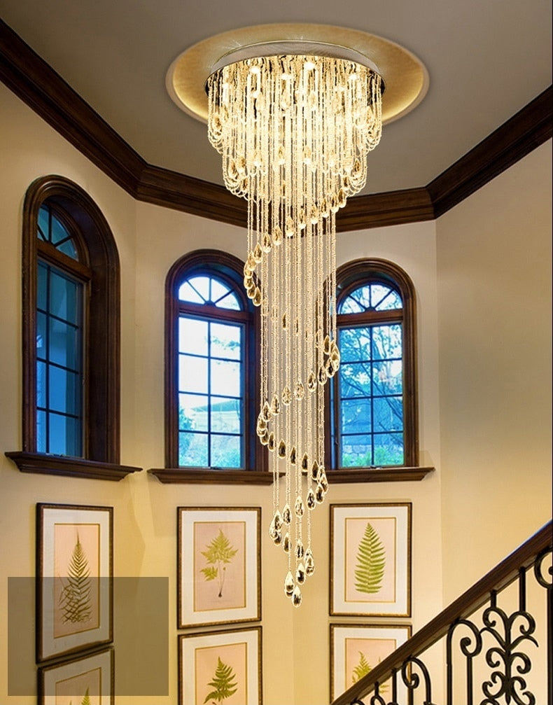 Double Spiral Staircase Crystal Chandelier for Loft, Restaurant, Hotel, Hall , stairwell