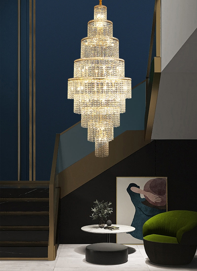 Large Luxury crystal chandelier for staircase, living room , stairwell