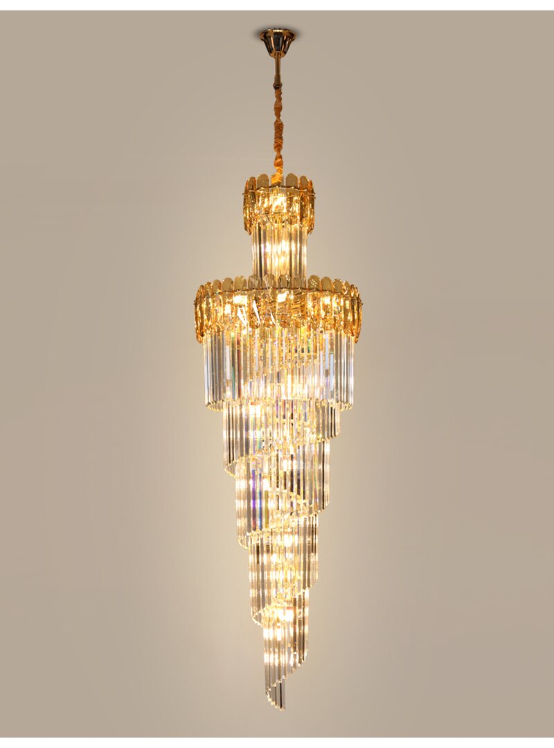 Spiral crystal chandelier for staircase, living room, lobby , stairwell