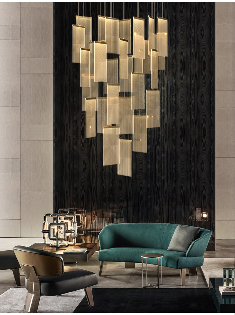 Luxury modern LED chandelier for staircase, lobby, living room, stairwell