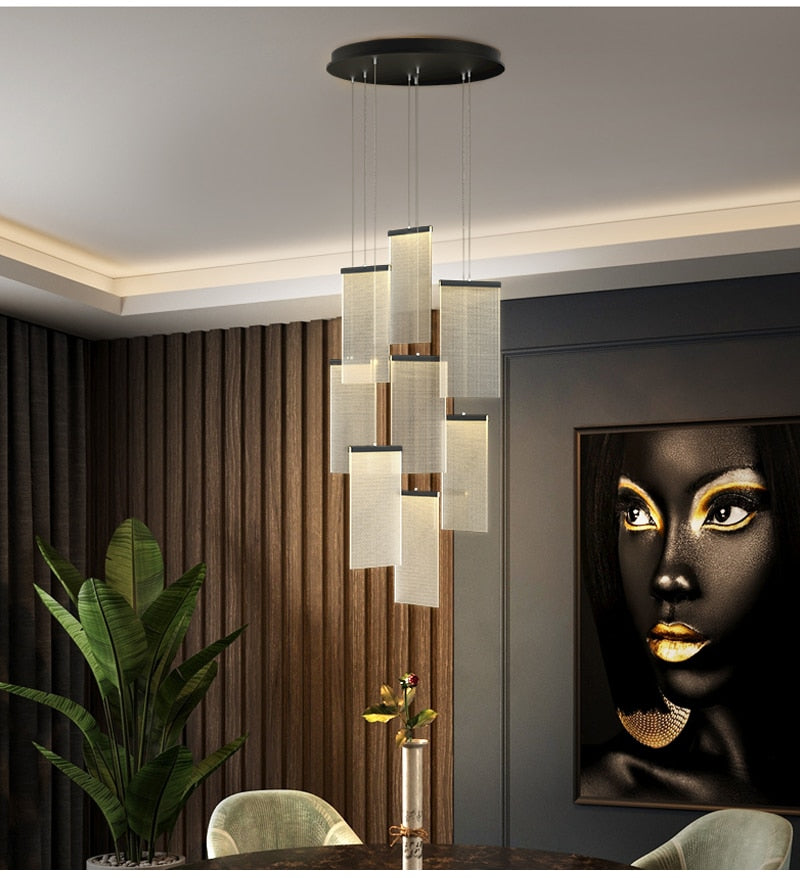 Luxury modern LED chandelier for staircase, lobby, living room, stairwell