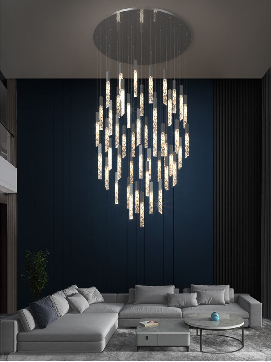 Luxury long LED chandelier for staircase, living room, dining room , stairwell