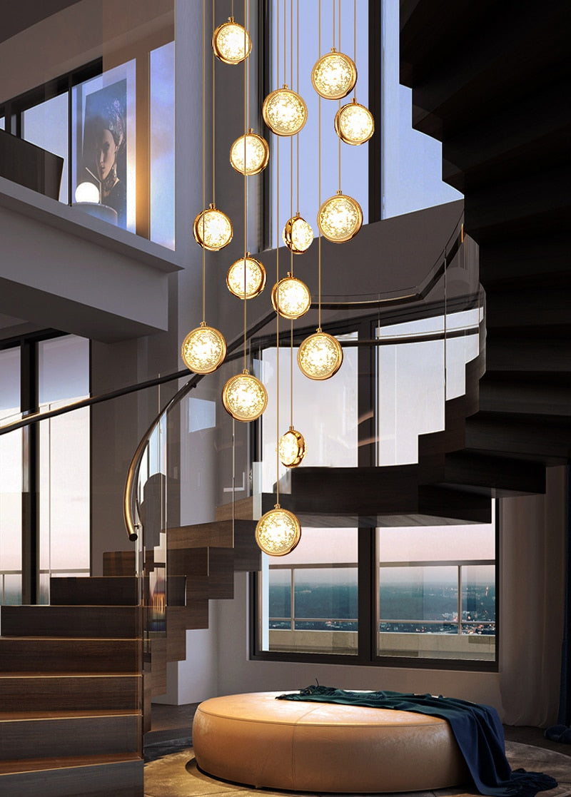 Hanging crystal light fixture for staircase, living room, lobby , stairwell