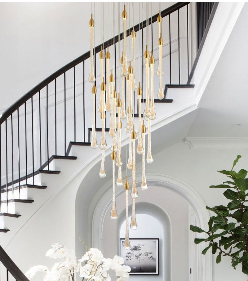 Luxury modern crystal chandelier for staircase, living space, bathroom, stairwell