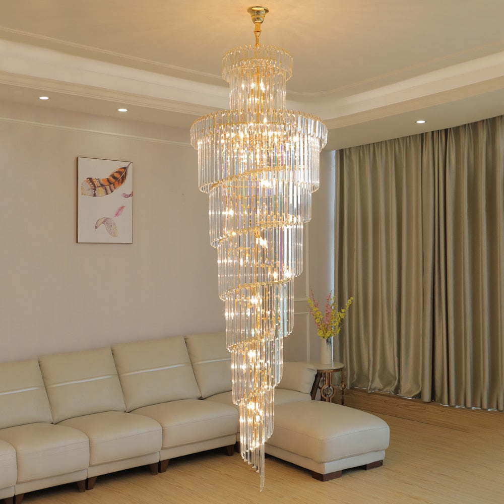 Luxury modern crystal chandelier for staircase, hall, lobby , stairwell