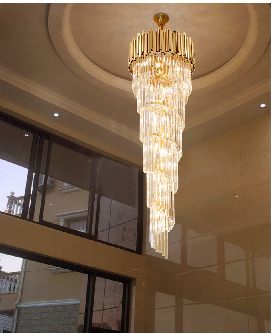 Modern cascade chandelier for staicase, lobby, hall, foyer, stairwell